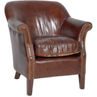 Casa Padrino Luxus Echtleder Vintage Sessel Cigar Braun Mod2 - Leder Sessel Art Deco Lounge