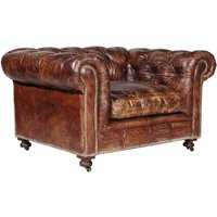 Casa Padrino Chesterfield Luxus Echt Leder Sessel Vintage Leder Kensington Cigar Braun - Club Sessel