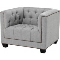 Casa Padrino Chesterfield Luxus Sessel Kubus Fischgrätmuster Grau - Club Sessel