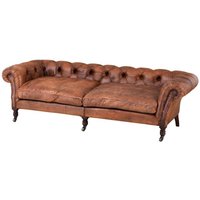 Casa Padrino Luxus Echt Leder Sofa Vintage Leder Braun - 3 Sitzer - Luxus Hotel Club Möbel