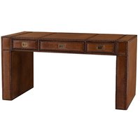 Casa Padrino Luxus Leder Schreibtisch / Sekretär Braun B150 x T72 x H78 cm