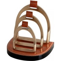 Casa Padrino Luxus Briefständer Echtleder Braun / Messing - Leder Ständer Briefe Visitenkarten - Büro Accessoire