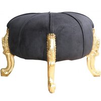 Casa Padrino Barock Sitzhocker - Rundhocker- Schwarz / Gold - Barock Möbel