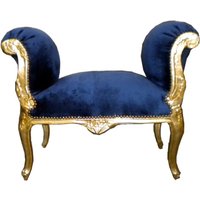 Casa Padrino Barock Schemel Hocker Royal Blau / Gold - Sitzbank