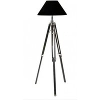 Casa Padrino Luxus Studioleuchte Teleskop Vintage Lampe Stehleuchte Schwarz / Chrom - Nickel Finish - Luxus Qualität