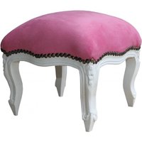 Casa Padrino Barock FuÃhocker Rosa / Weià - Antik Stil Möbel - Hocker