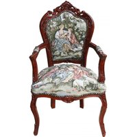 Casa Padrino Barock Esszimmer Stuhl mit Armlehne Gobelin "Love Story " - Antik Stil