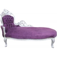 Casa Padrino Barock Chaiselongue King Lila/Silber mit Bling Bling Glitzersteinen Interior