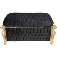Casa Padrino Barock Sitzbank (Truhe) Schwarz/Gold mit Bling Bling Glitzersteine -Antik Truhe