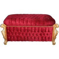 Casa Padrino Barock Sitzbank (Truhe) Bordeaux Rot/Gold mit Bling Bling Glitzersteine -Antik Truhe