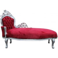 Casa Padrino Barock Chaiselongue "King" Bordeaux Rot /Silber mit Bling Bling Glitzersteinen
