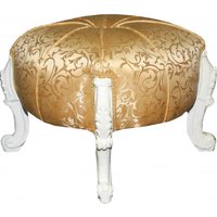 Casa Padrino Barock Sitzhocker - Rundhocker - Gold Muster/ Weià - Barock Möbel