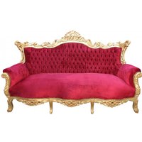 Casa Padrino Barock Sofa 3er Master Bordeaux Rot /Gold- Antik Möbel