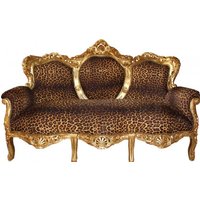 Casa Padrino Barock 3er Sofa "King" Leopard/Gold - Antik Möbel
