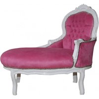 Casa Padrino Barock Kinder Chaiselongue Rosa/ WeiØ - Barock Kinder Möbel