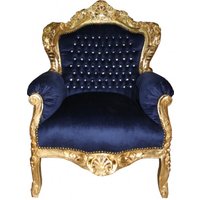 Casa Padrino Barock Sessel "King" Royalblau/Gold mit Bling Bling Glitzersteinen