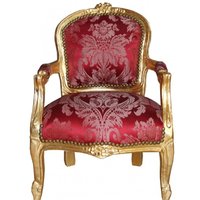 Casa Padrino Barock Kinder Stuhl Bordeauxrot Muster /Gold - Armlehnstuhl - Antik Stil Möbel