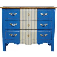 Casa Padrino Barock Kommode Blau / WeiØ Grau / Holzfarben 105 cm