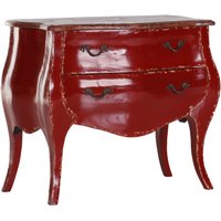 Casa Padrino Barock Kommode Rot / Holzfarben 91 cm - Schrank Möbel