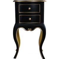 Casa Padrino Barock Kommode mit 2 Schubladen Schwarz / Gelb / Gold H 70 cm, B 38 cm - - Nachttisch Konsole - Nachtschrank
