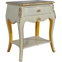 Casa Padrino Barock Kommode mit 1 Schublade Antik WeiØ / Gold H 70 cm, B 50 cm - - Nachttisch Konsole - Nachtschrank