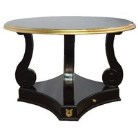 Casa Padrino Barock Esstisch Rund Schwarz / Gold Mahagony Holz 120 cm - Tisch