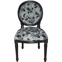 Casa Padrino Barock Esszimmer Stuhl Mod2 Blumenmuster / Antik Schwarz - Möbel