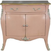 Casa Padrino Barock Kommode Antik Rosa / Silber / Gold 90 cm - Schrank Möbel