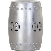 Casa Padrino Designer Sitzhocker Terracotta Silber - Hocker Möbel