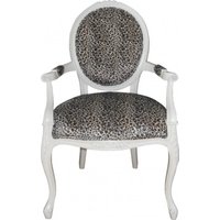 Casa Padrino Barock Esszimmer Stuhl mit Armlehnen Mod2 Leopard / Creme - Barock Möbel