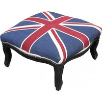 Casa Padrino Barock XXL FuÃhocker Union Jack / Schwarz - Hocker Englische Flagge - Antik Stil England