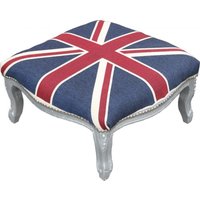 Casa Padrino Barock XXL FuÃhocker Mod3 Union Jack / Silber - Hocker Englische Flagge - Antik Stil England