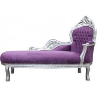 Casa Padrino Barock Chaiselongue Mod2 Lila/Silber - Barock Möbel