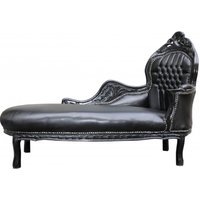 Casa Padrino Barock Chaiselongue Schwarz / Schwarz Lederoptik - Barock Möbel Liege Recamiere