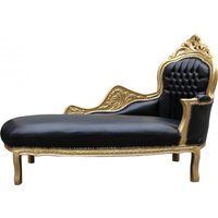 Casa Padrino Barock Chaiselongue Mod2 Schwarz/Gold Lederoptik- Barock Möbel