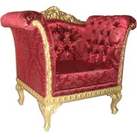 Casa Padrino Barock Lounge Sessel Bordeaux Rot / Gold Möbel Antik Stil - Wohnzimmer Club Möbel Sessel