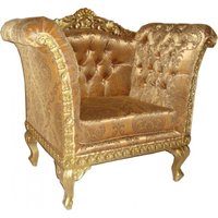 Casa Padrino Barock Lounge Sessel Gold Muster / Gold Möbel Antik Stil - Wohnzimmer Club Möbel Sessel