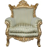 Casa Padrino Barock Sessel Al Capone Mod2 Jadegrün / Beige / Gold 85 x 65 x H. 127 cm - Möbel im Antik Stil