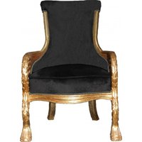 Casa Padrino Barock Lounge Sessel Schwarz / Gold Mod2 Möbel Antik Stil - Wohnzimmer Club Möbel Sessel Thron