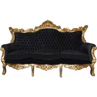 Casa Padrino Barock 3er Sofa Master Schwarz / Gold Mod2 - Wohnzimmer Couch Möbel Lounge