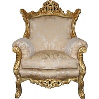 Casa Padrino Barock Sessel "Al Capone" Mod2 Creme / Gold Möbel - Antik Stil