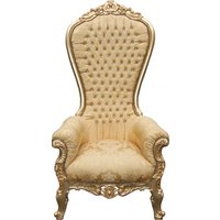 Casa Padrino Barock Thron Sessel Majestic Mod2 Gold Muster / Gold mit Bling Bling Glitzersteinen - Riesensessel -Thron Stuhl Tron