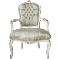 Casa Padrino Barock Salon Stuhl Mod1 Creme / Gold mit Bling Bling Glitzersteinen