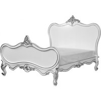 Barock Bett Maison Paris WeiØ / Silber 180 x 200 cm aus der Luxus Kollektion von Casa Padrino