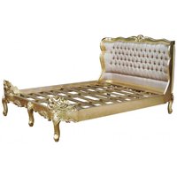 Barock Bett Barocco Splendid Gold / Creme Satinstoff 180 x 200 cm aus der Luxus Kollektion von Casa Padrino