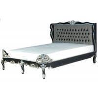 Barock Bett Barocco Splendid Schwarz / Silber Satinstoff 180 x 200 cm aus der Luxus Kollektion von Casa Padrino B!