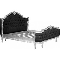 Barock Bett St. Tropez Schwarz / Silber mit Bling Bling Glitzersteinen 180 x 200 cm aus der Luxus Kollektion von Casa Padrino