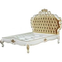 Barock Bett Venice Superior WeiØ / Gold Samtstoff 180 x 200 cm aus der Luxus Kollektion von Casa Padrino