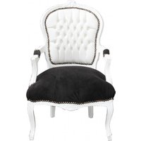 Casa Padrino Barock Salon Stuhl Weià / Schwarz Mod2 Bling Bling