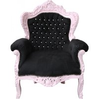 Casa Padrino Barock Sessel "King" Schwarz/Rosa mit Bling Bling Glitzersteinen